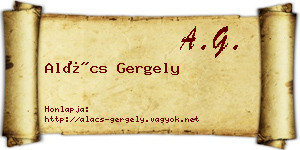 Alács Gergely névjegykártya